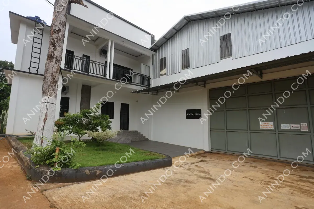 Modern two-story white building with garage