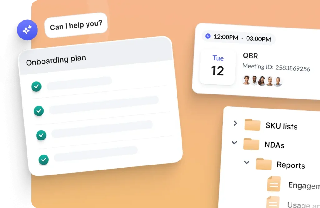Team collaboration and onboarding dashboard interface