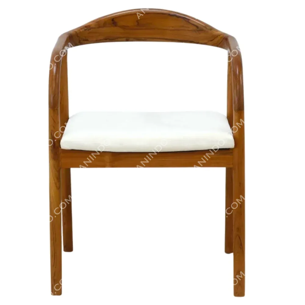 Wooden chair with white cushioned seat