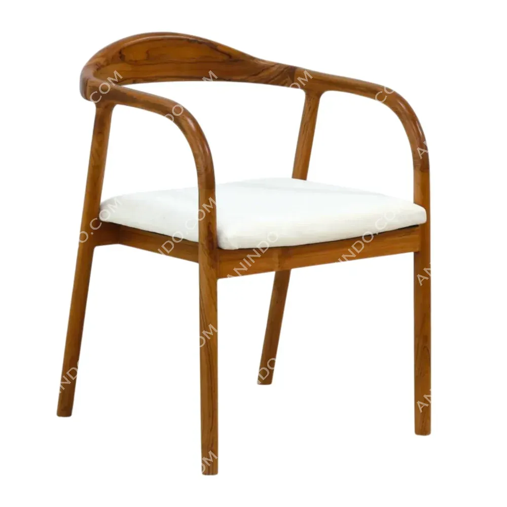 Modern wooden chair with white cushion seat