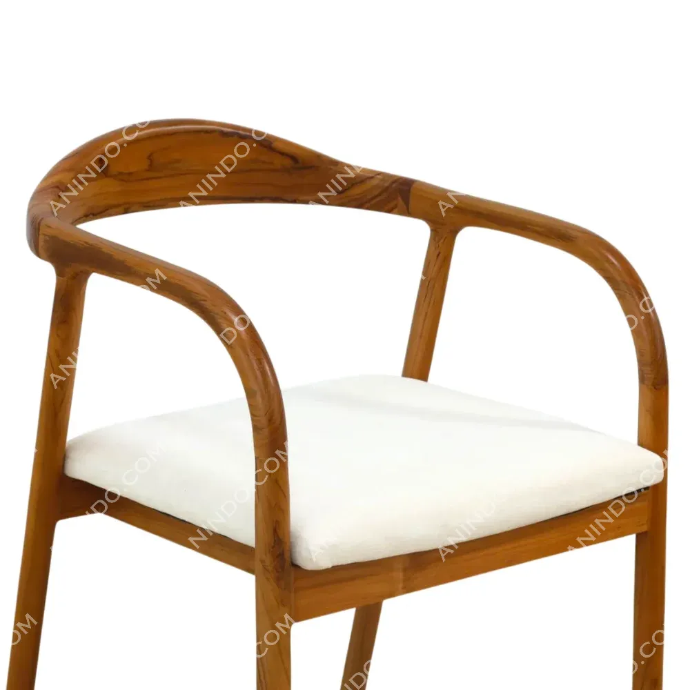 Modern wooden chair with white cushion seat