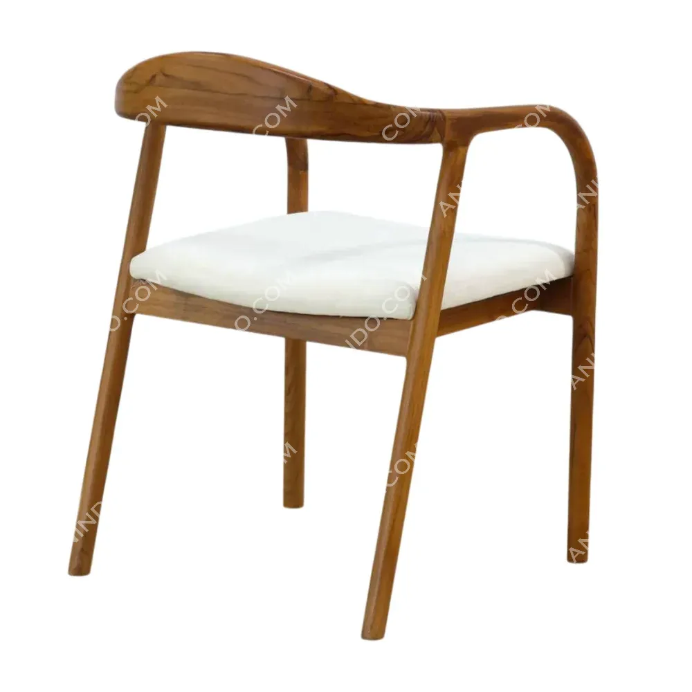 Modern wooden chair with white cushion seat