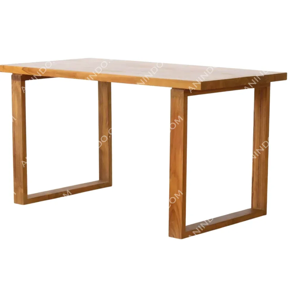Modern rectangular wooden table with open frame legs