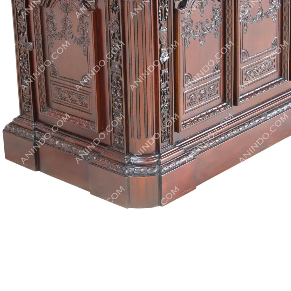 Ornate carved wooden furniture corner detail