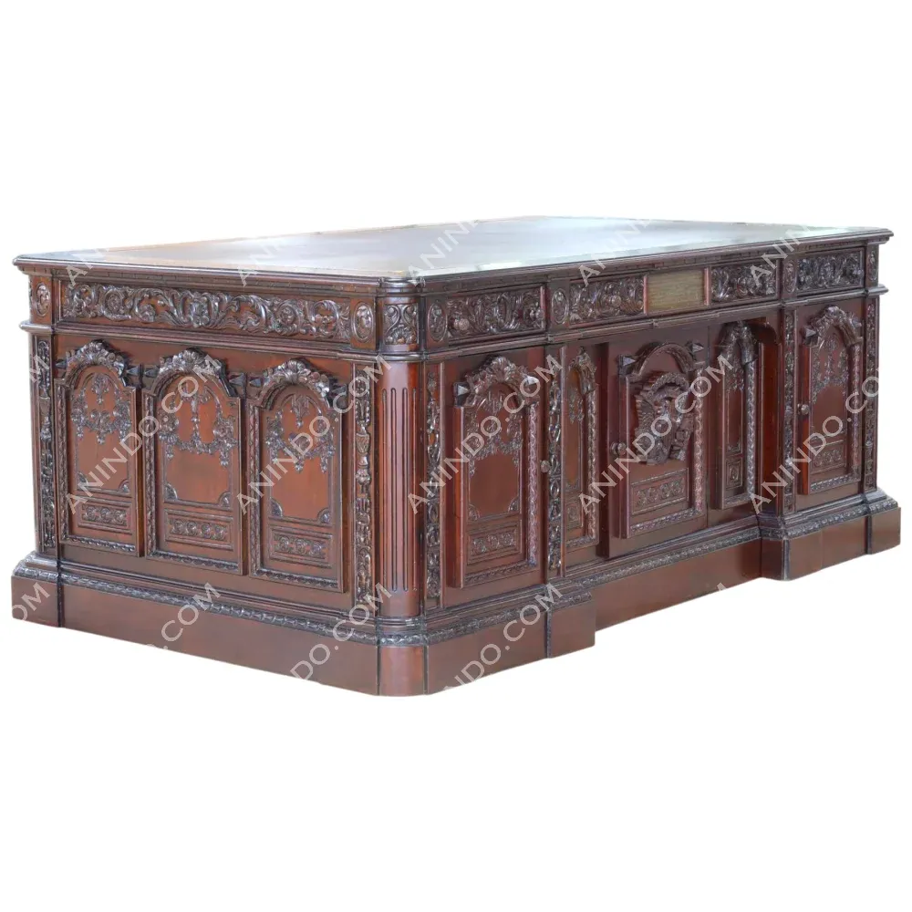 Ornate antique wooden executive desk