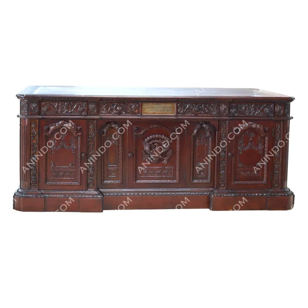 Antique carved wooden sideboard buffet cabinet