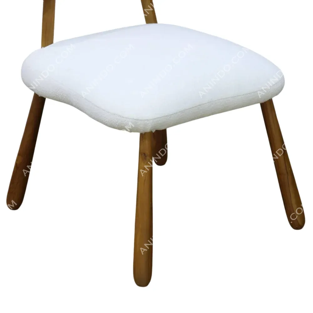 Wooden chair with white cushioned seat