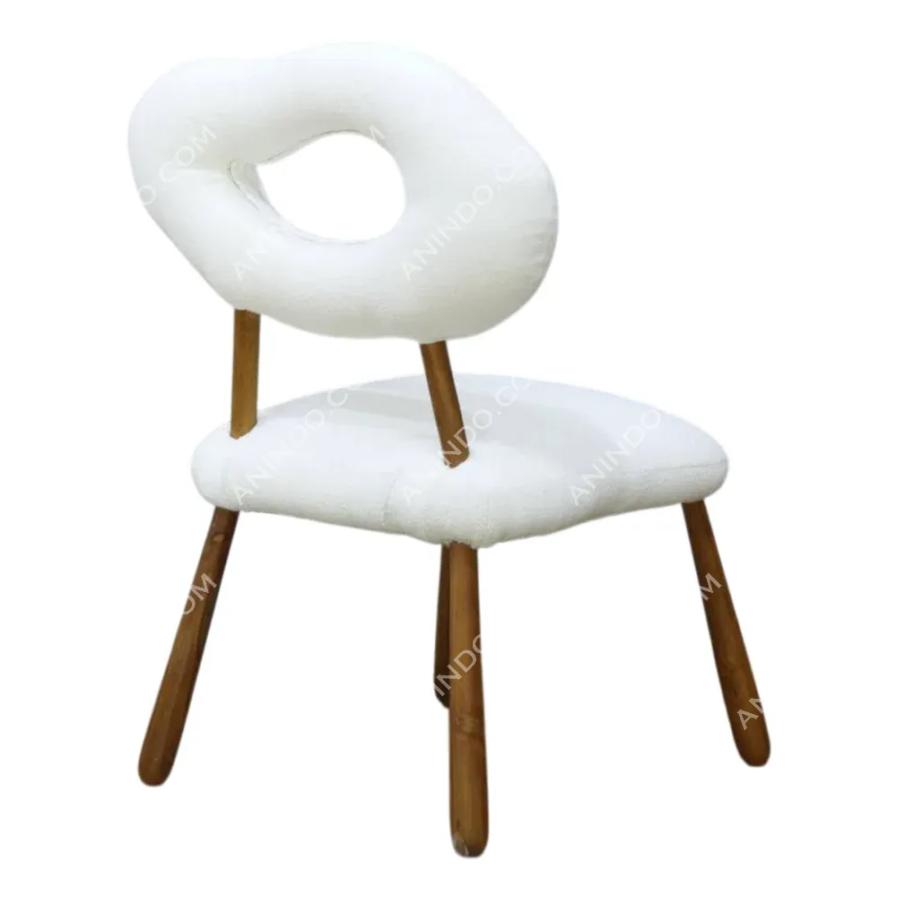Modern white chair with wooden legs