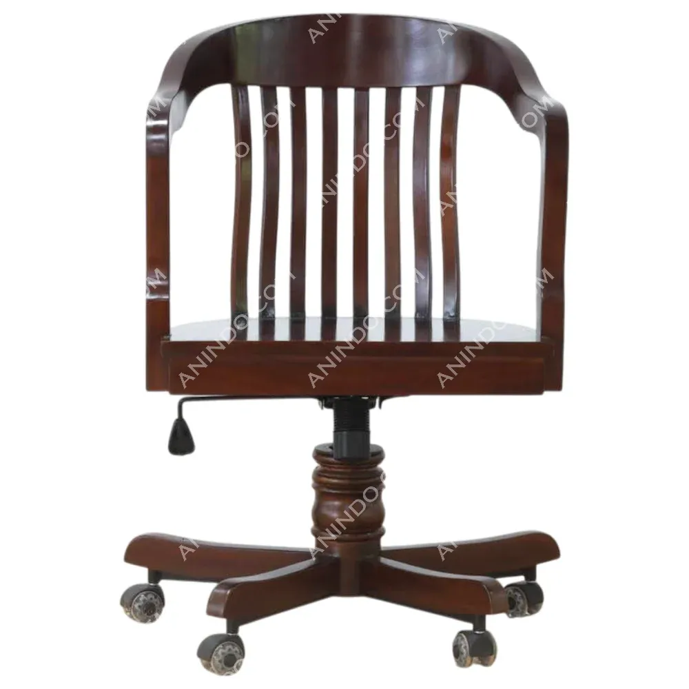 Wooden swivel office chair with wheels