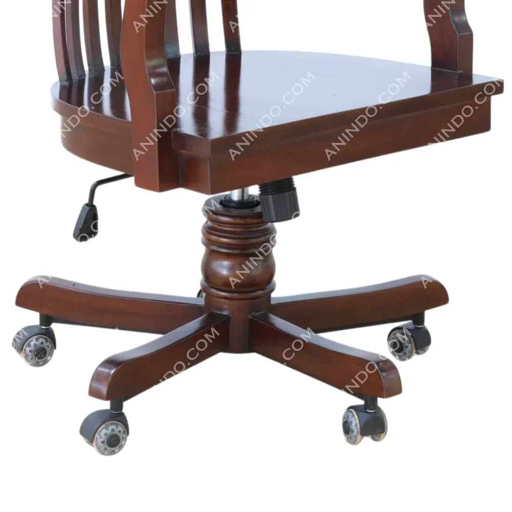 Wooden office chair with caster wheels