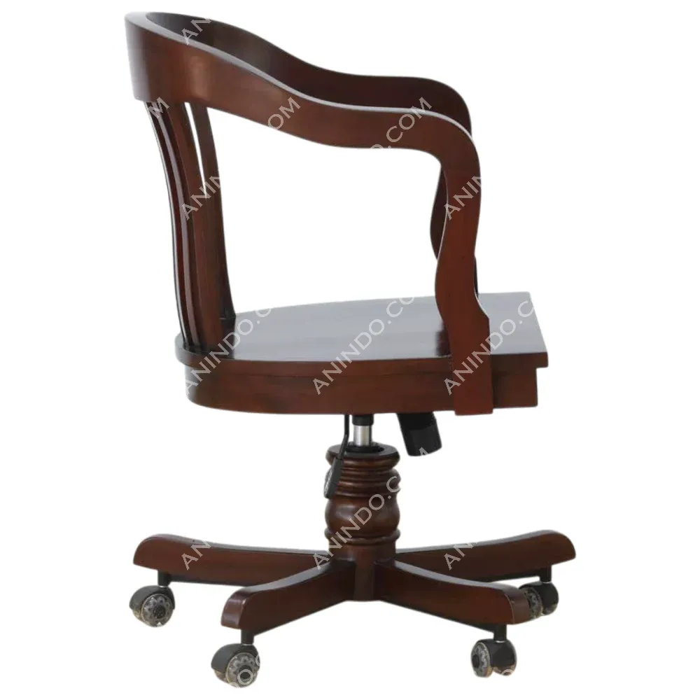 Classic wooden office chair with wheels