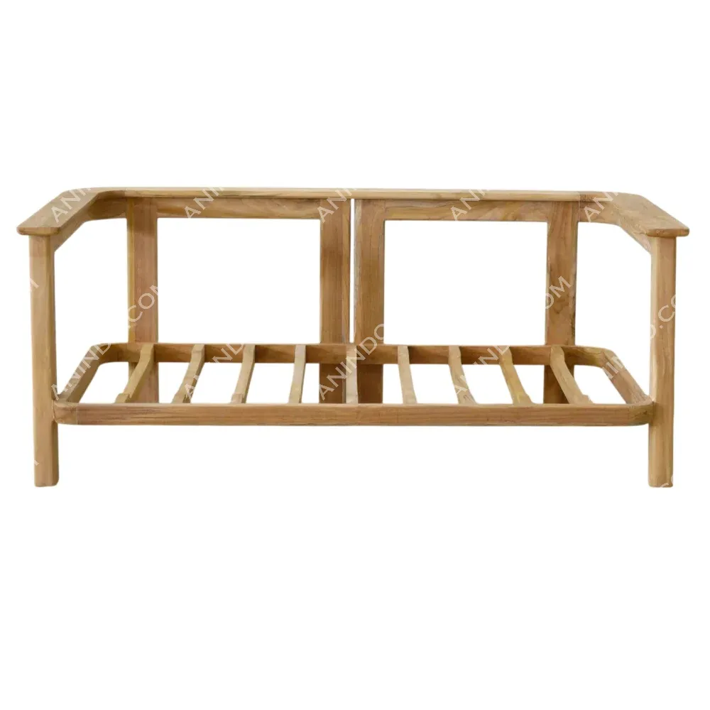 Wooden corner shower bench with slatted shelf