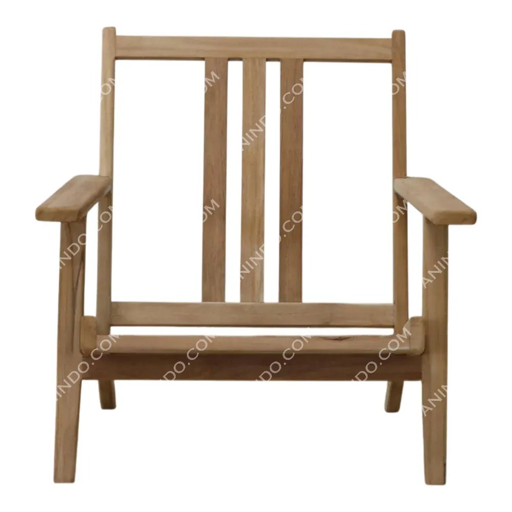 Wooden armchair with slatted back design