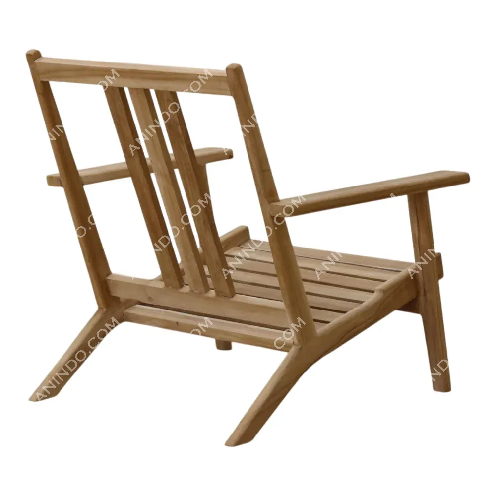 Wooden lounge chair frame with armrests