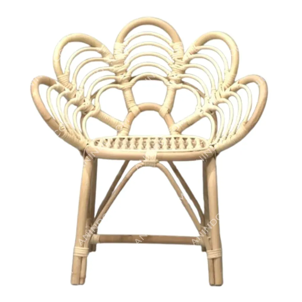 Handcrafted rattan chair with flower-shaped backrest
