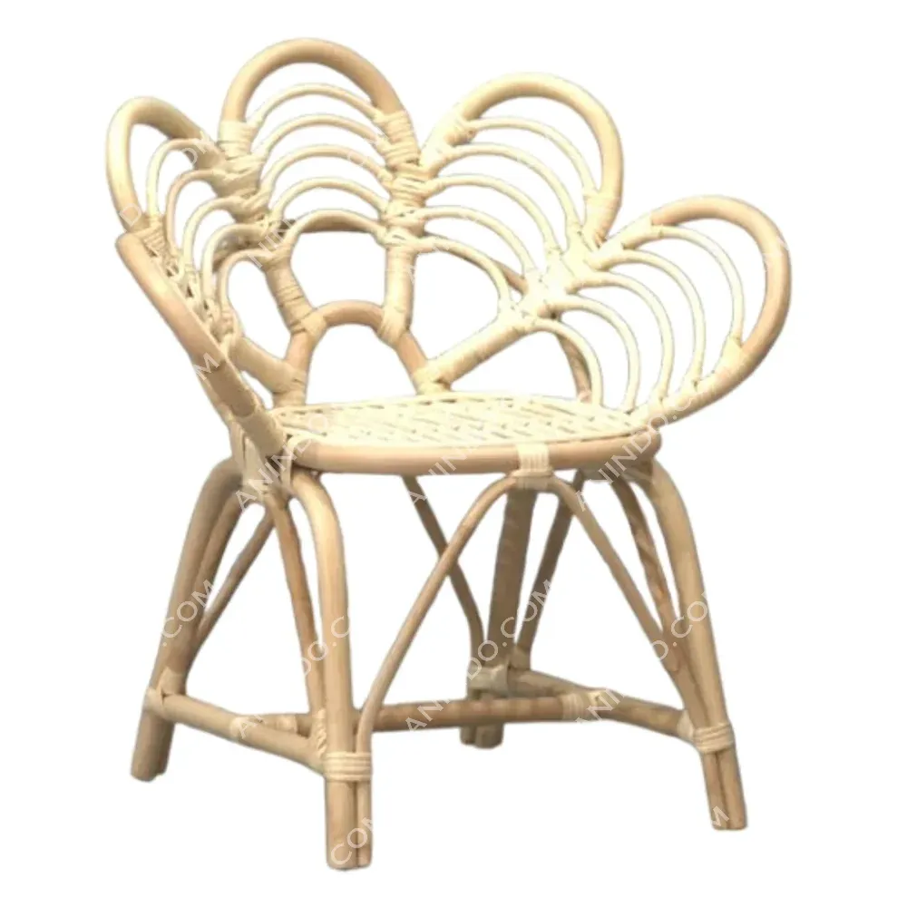 Natural rattan chair with woven backrest design