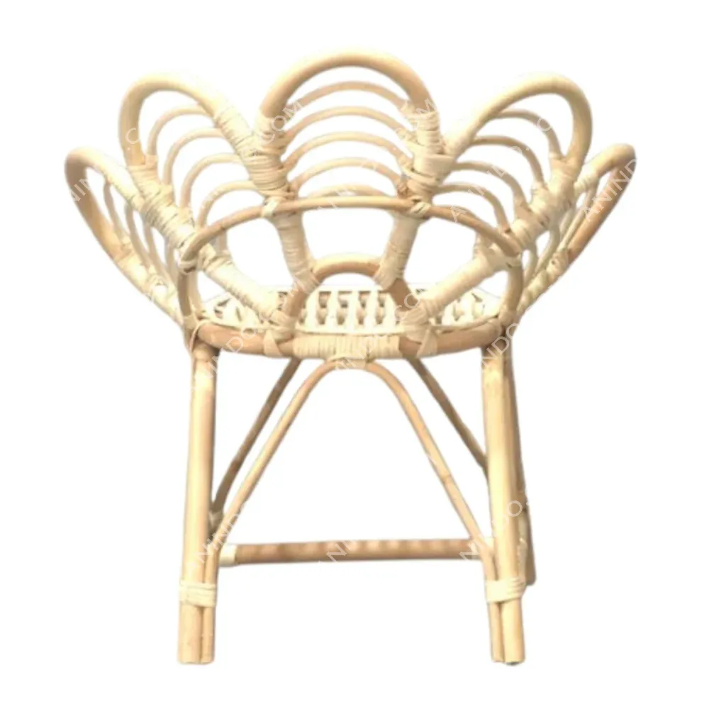 Handwoven rattan flower-shaped chair design