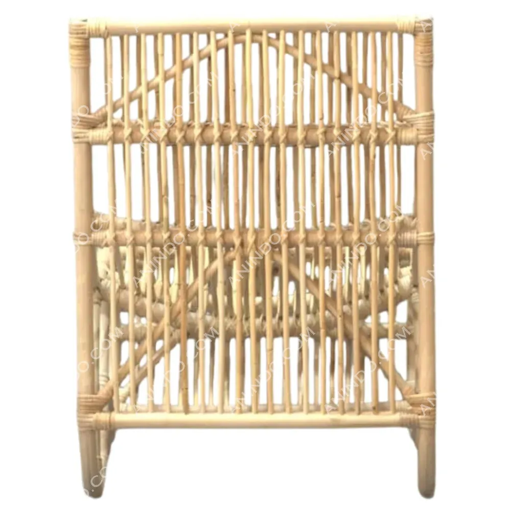 Natural rattan side table with vertical woven design