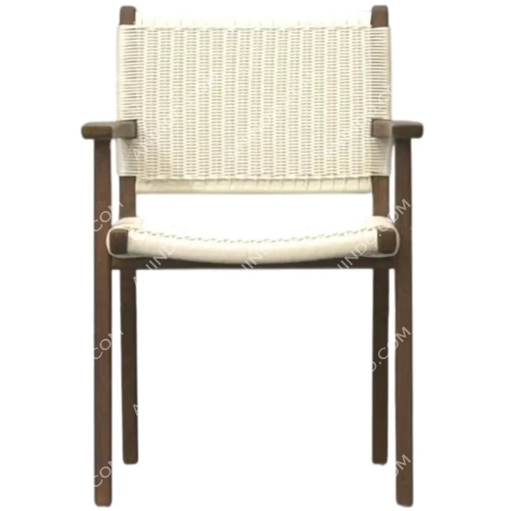 Modern wooden chair with woven seat and back