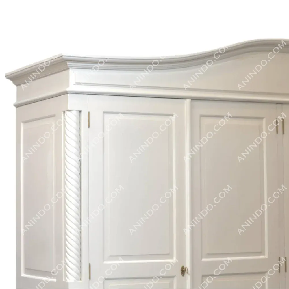 White wooden wardrobe with classic panel doors