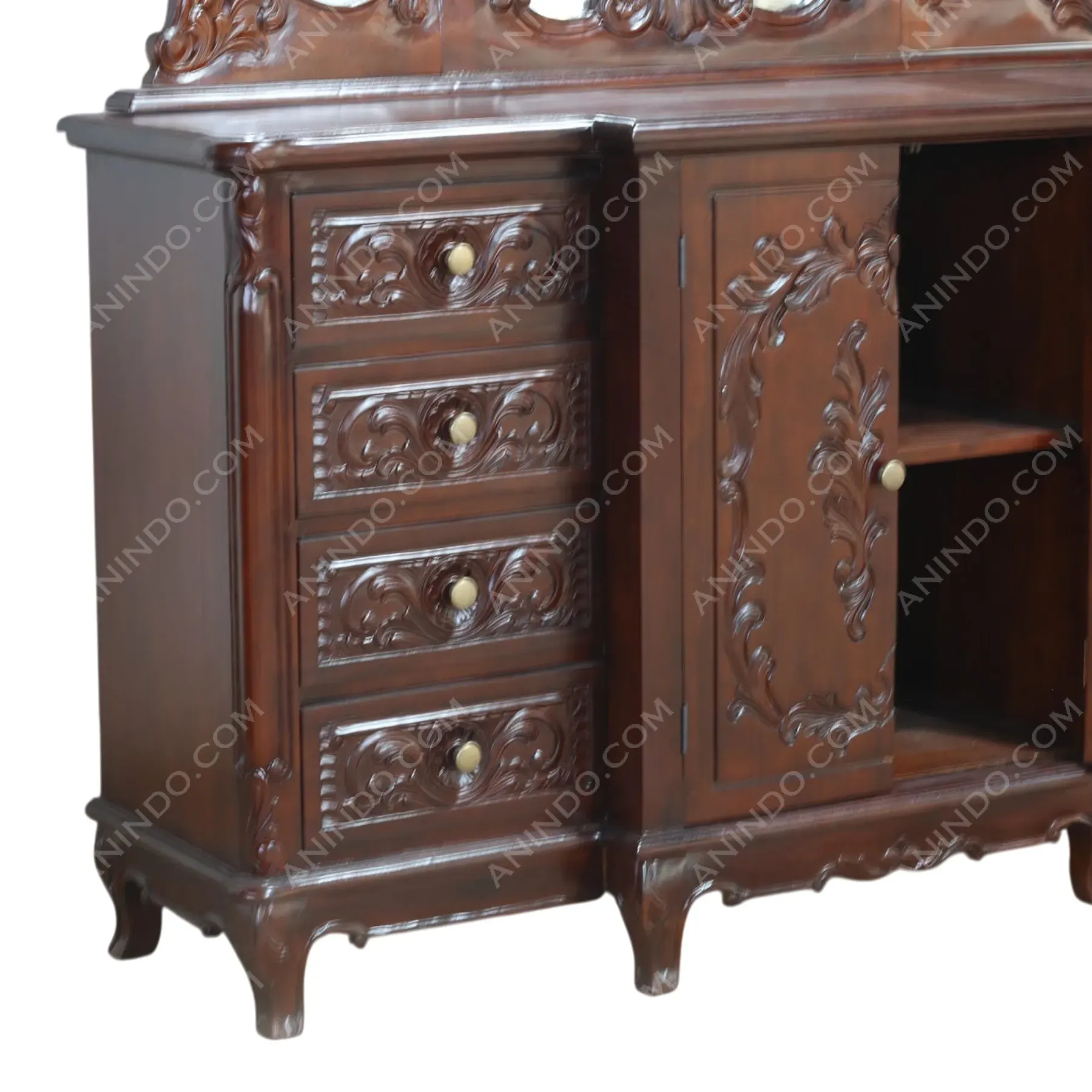 Versailles: Carved Vanity Dresser with Triptych Mirror - Image 4