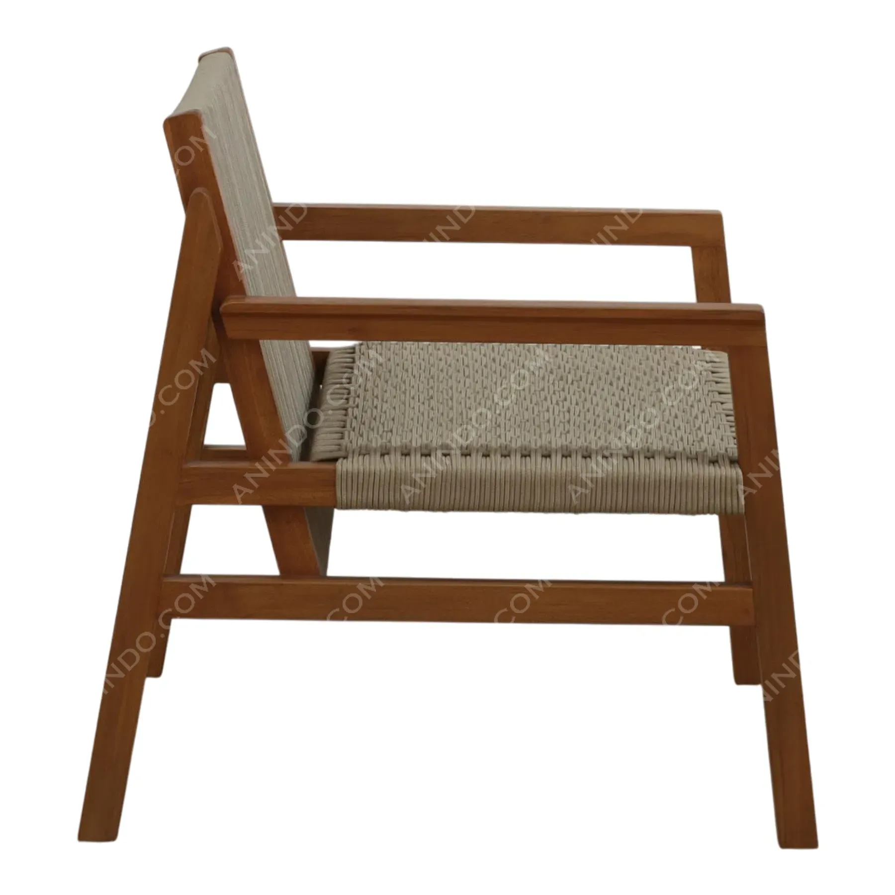 Safari: Woven Cord Lounge Chair (Teak Frame) - Image 4