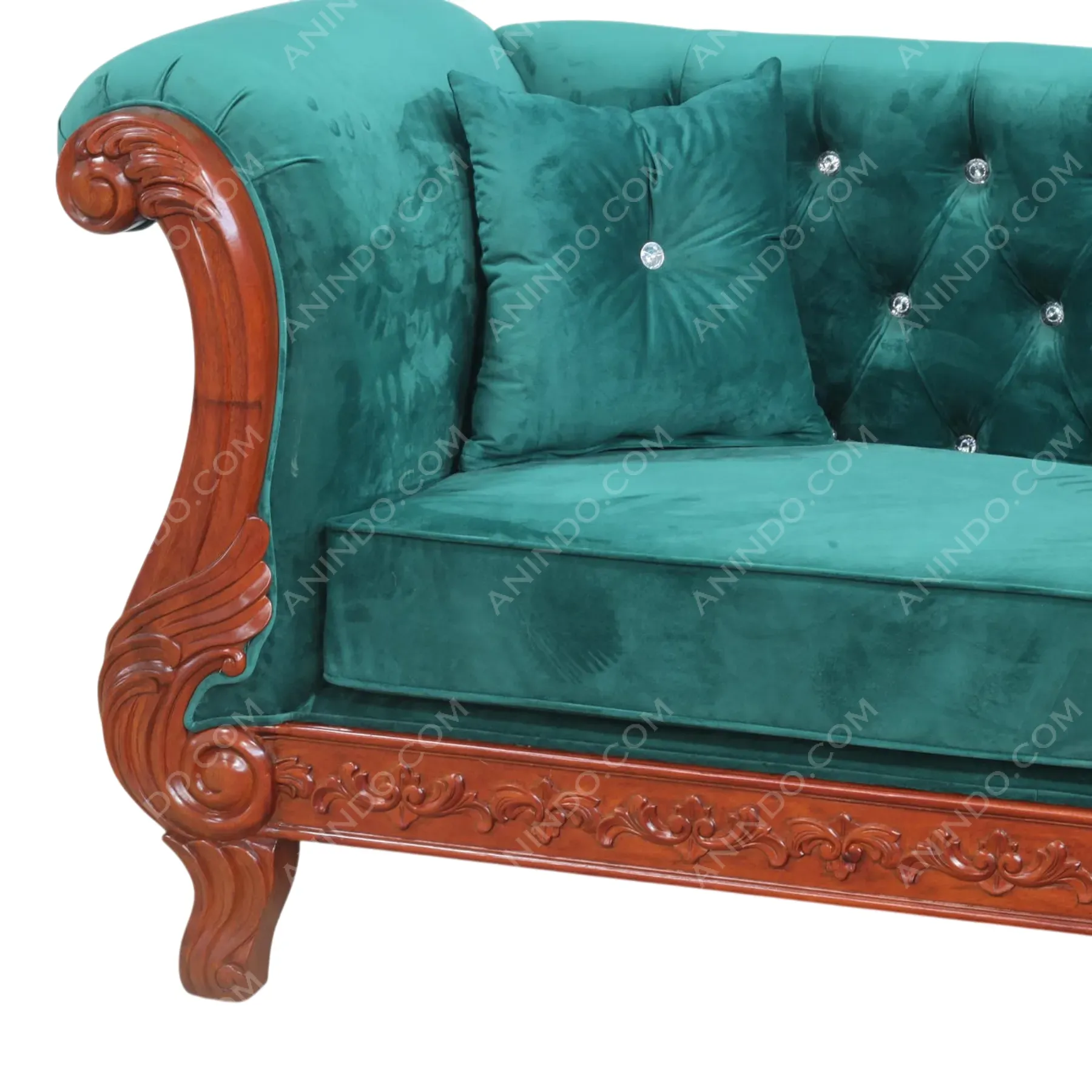 Emerald Tufted Velvet Sofa - Image 3