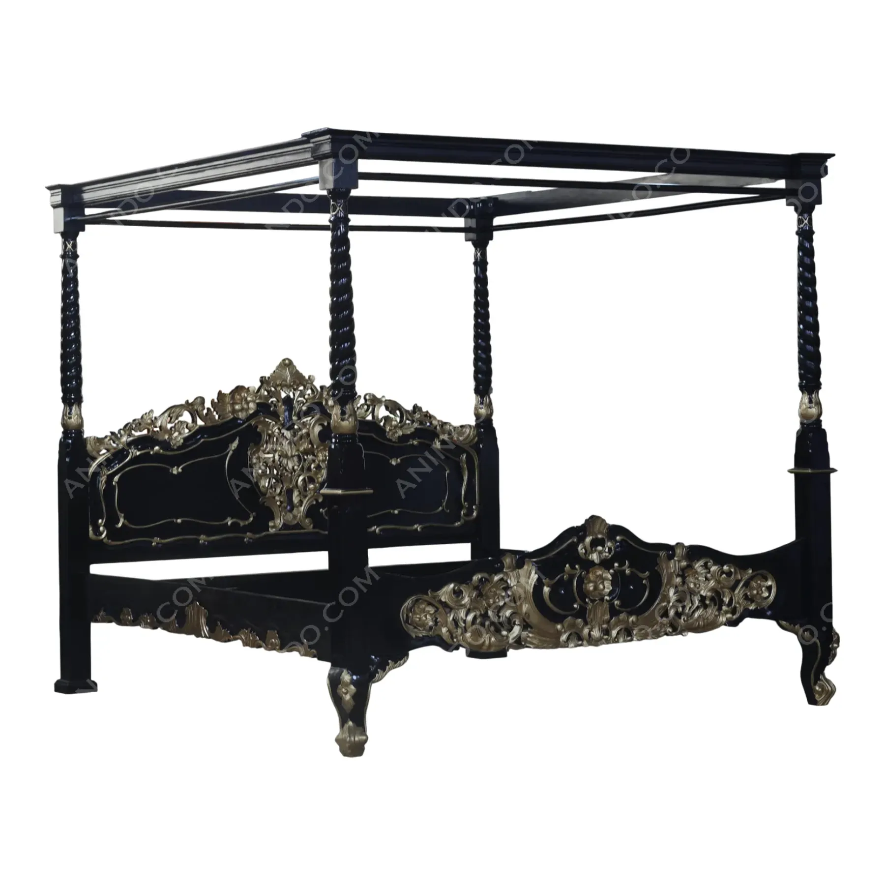 Baroque Gilded Canopy Bed - Image 6