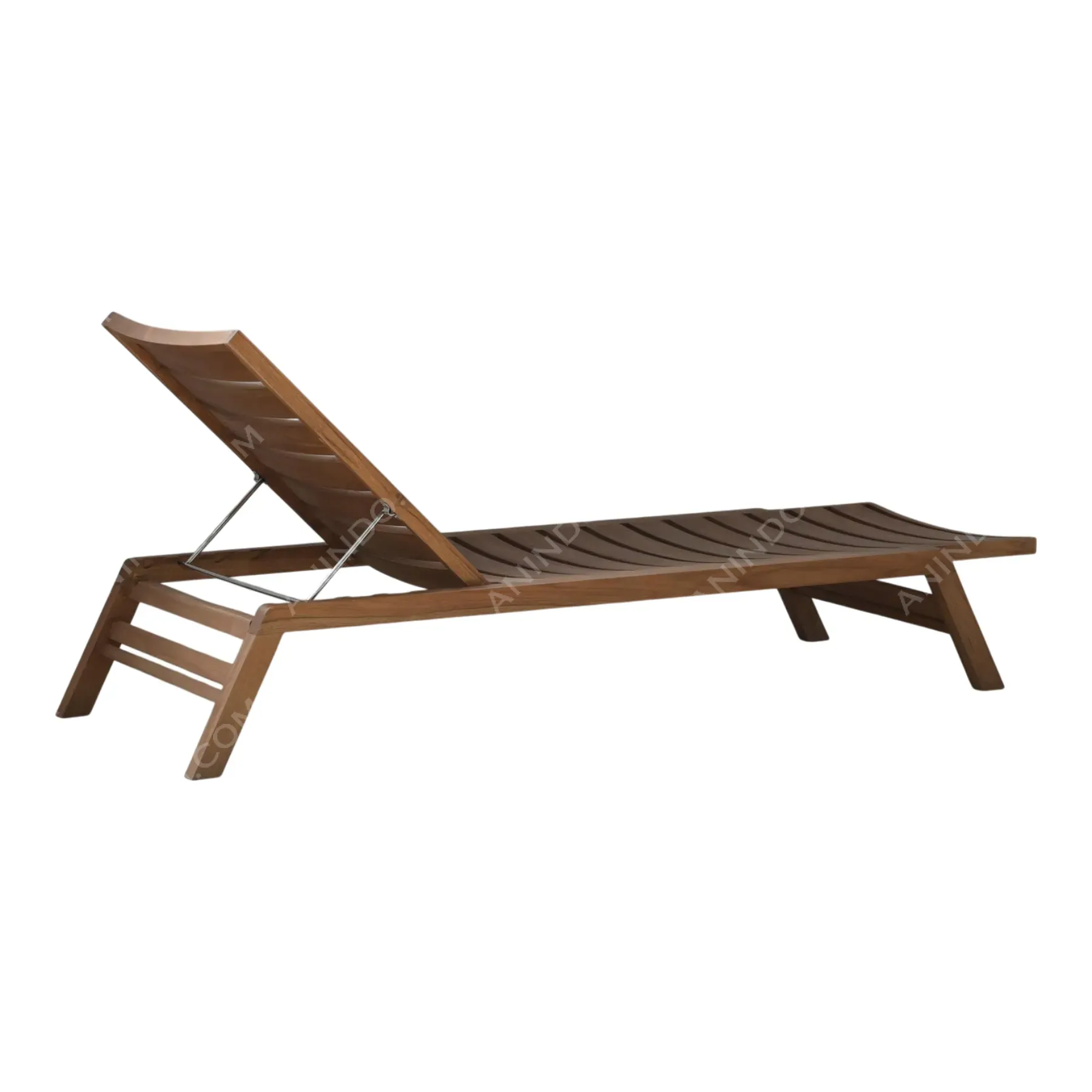 Crescent Slatted Teak Bench - Image 3