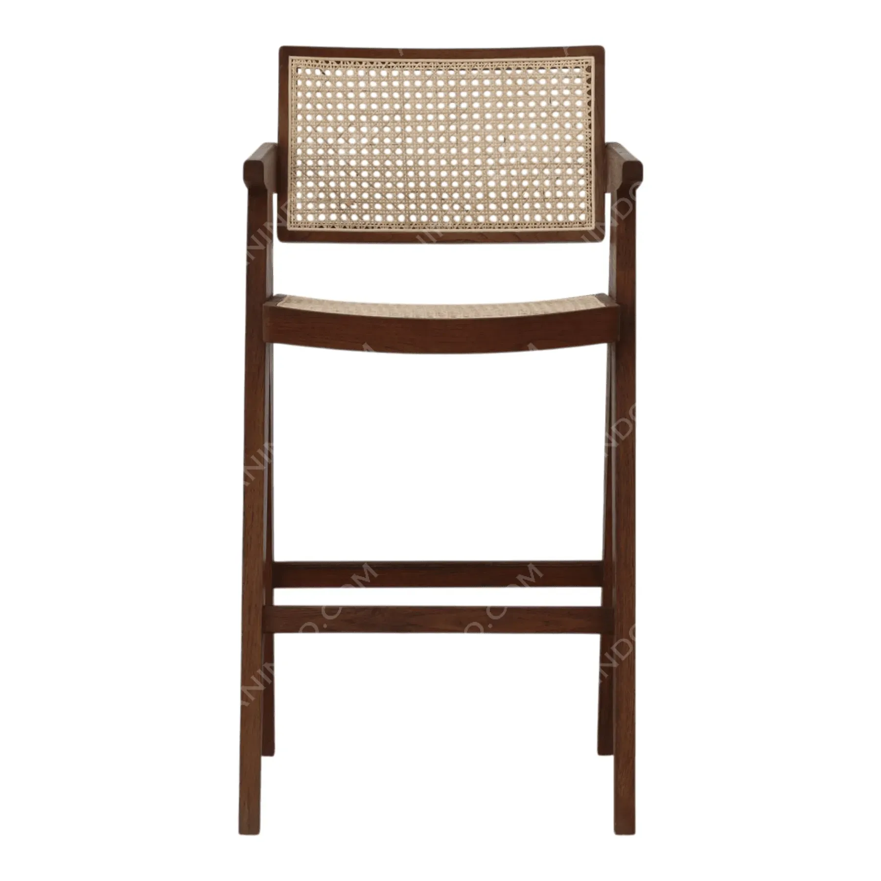 Mid-Century Cane Bar Stool (Dark Finish)