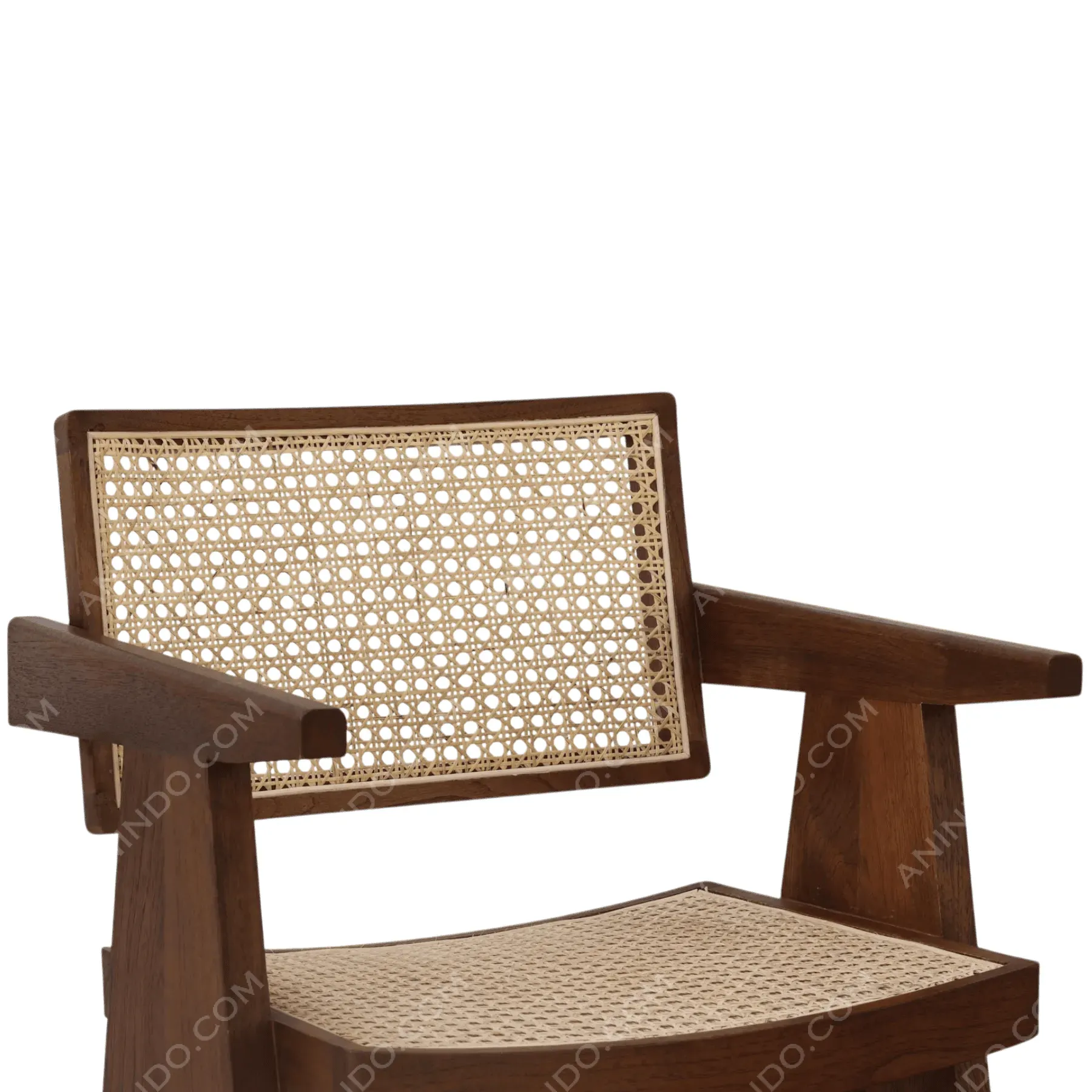 Mid-Century Cane Bar Stool (Dark Finish) - Image 3