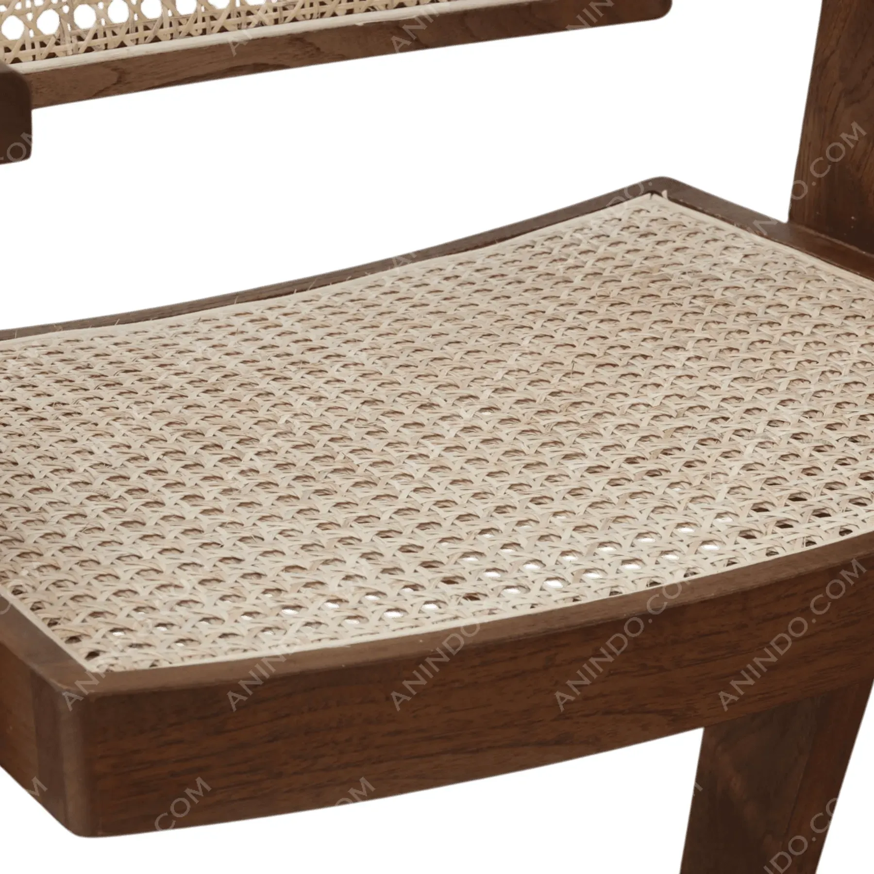 Mid-Century Cane Bar Stool (Dark Finish) - Image 4