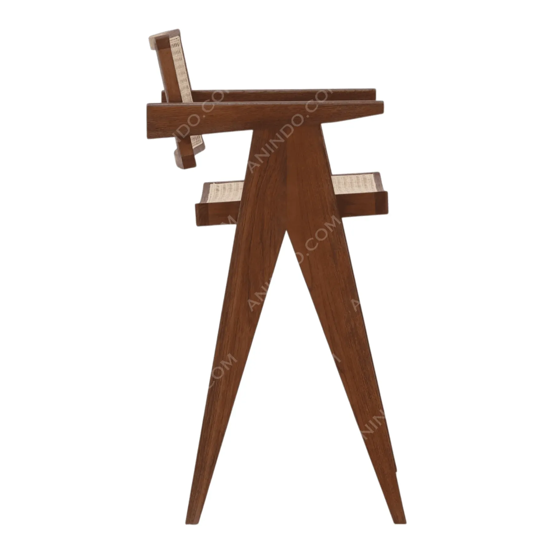 Mid-Century Cane Bar Stool (Dark Finish) - Image 5