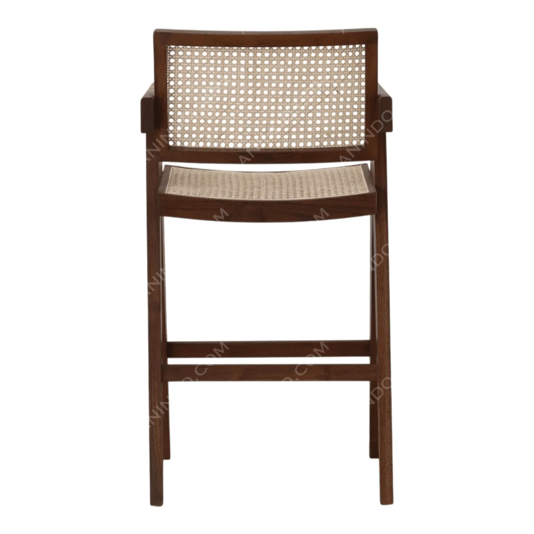 Mid-Century Cane Bar Stool (Dark Finish) - Image 7