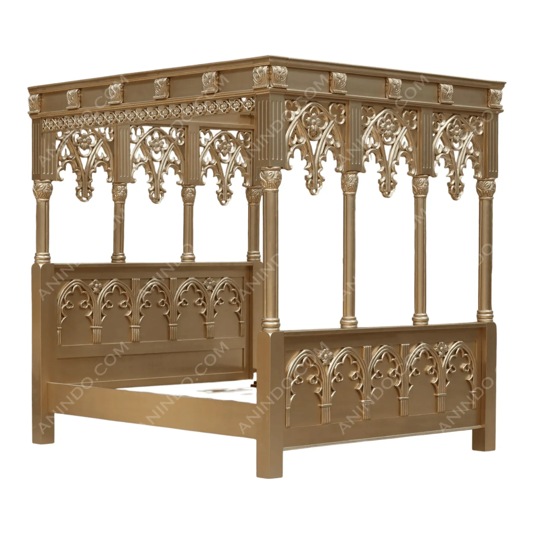 Golden Gothic Canopy Bed - Image 4