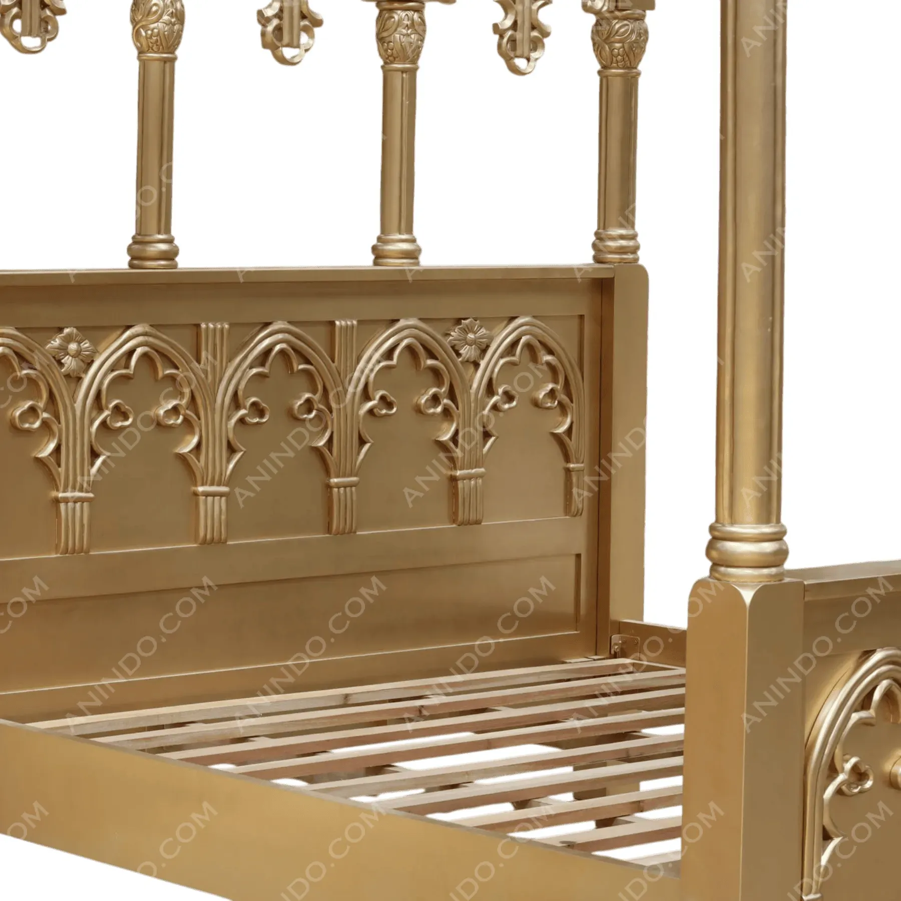 Golden Gothic Canopy Bed - Image 6