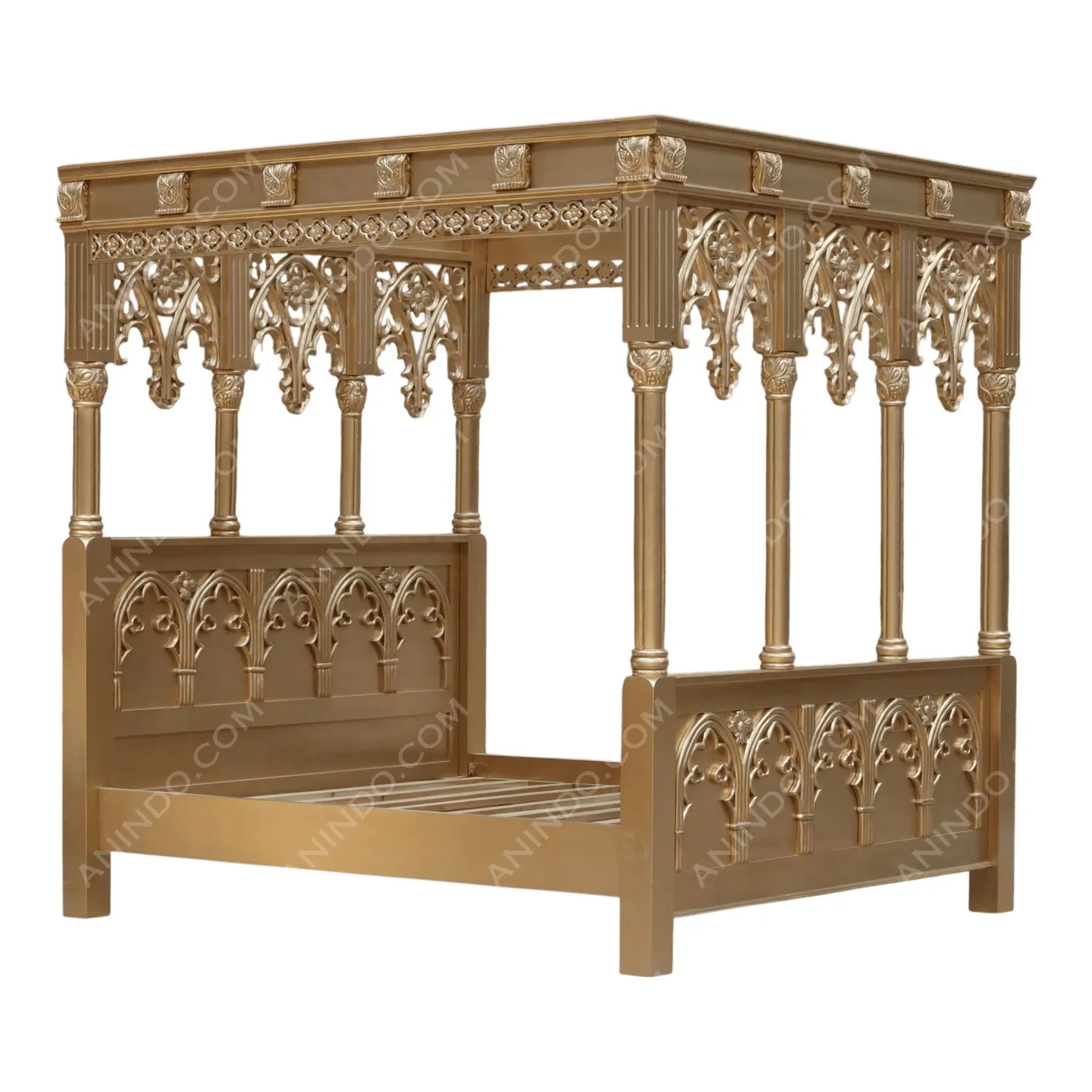 Golden Gothic Canopy Bed - Image 8