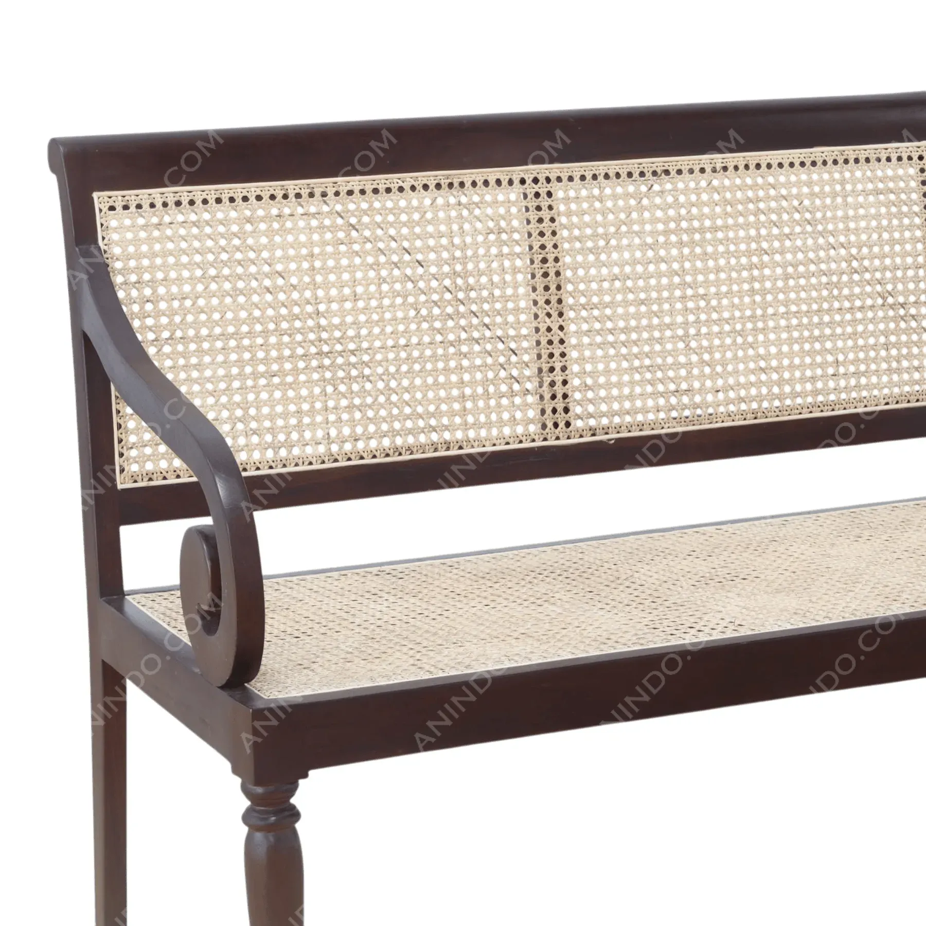Colonial Cane Bench Settee - Image 3