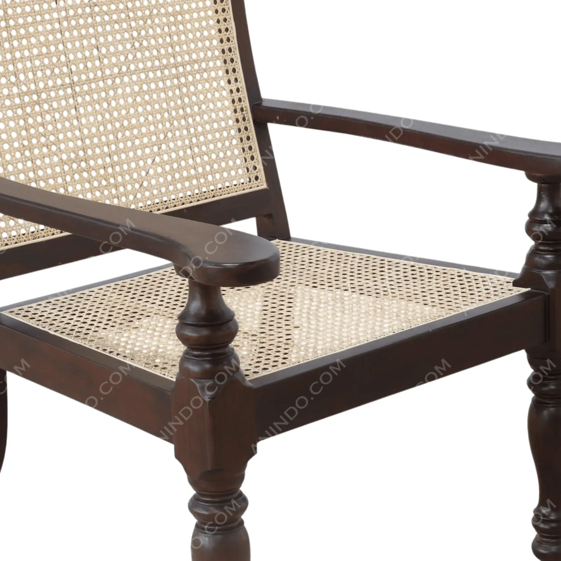 Turn-Leg Colonial Cane Armchair - Image 4