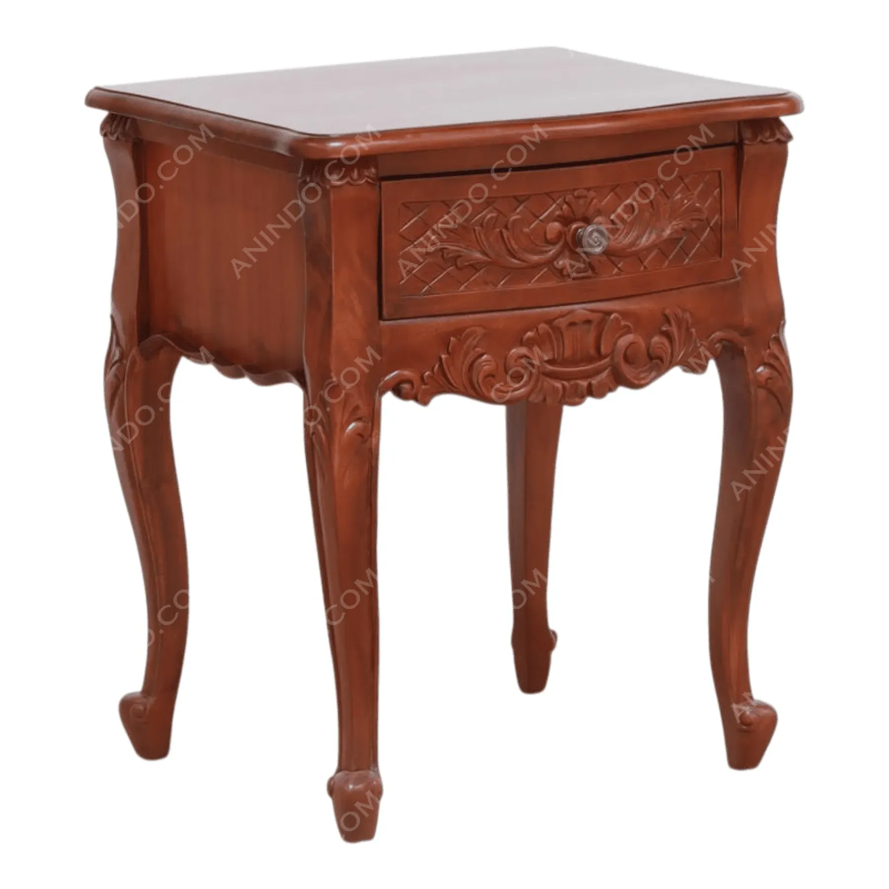 Rococo Carved Single-Drawer Nightstand - Image 2