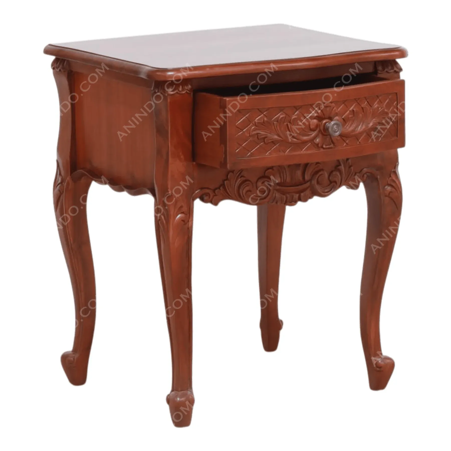 Rococo Carved Single-Drawer Nightstand - Image 3