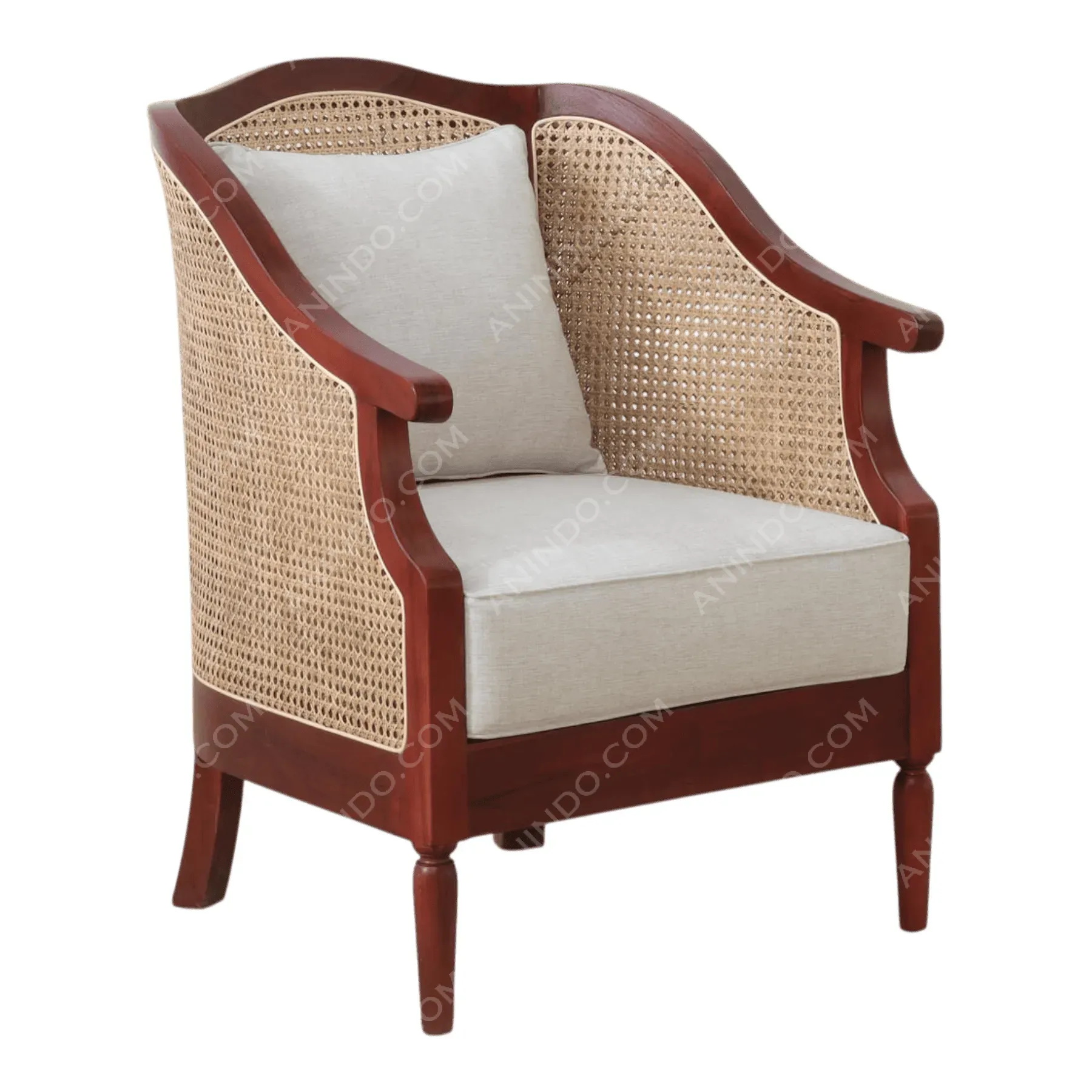 Upholstered Tub Chair with Cane Sides - Image 2