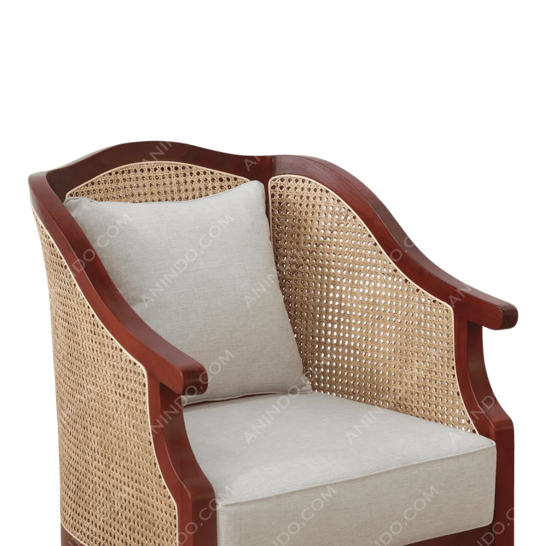 Upholstered Tub Chair with Cane Sides - Image 3