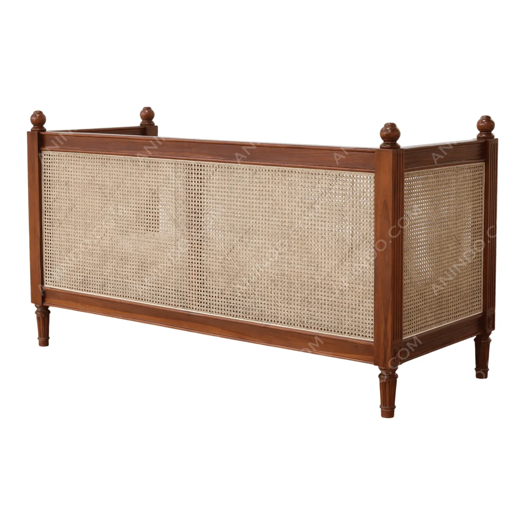 Roman Settee with Cane and Upholstery - Image 7