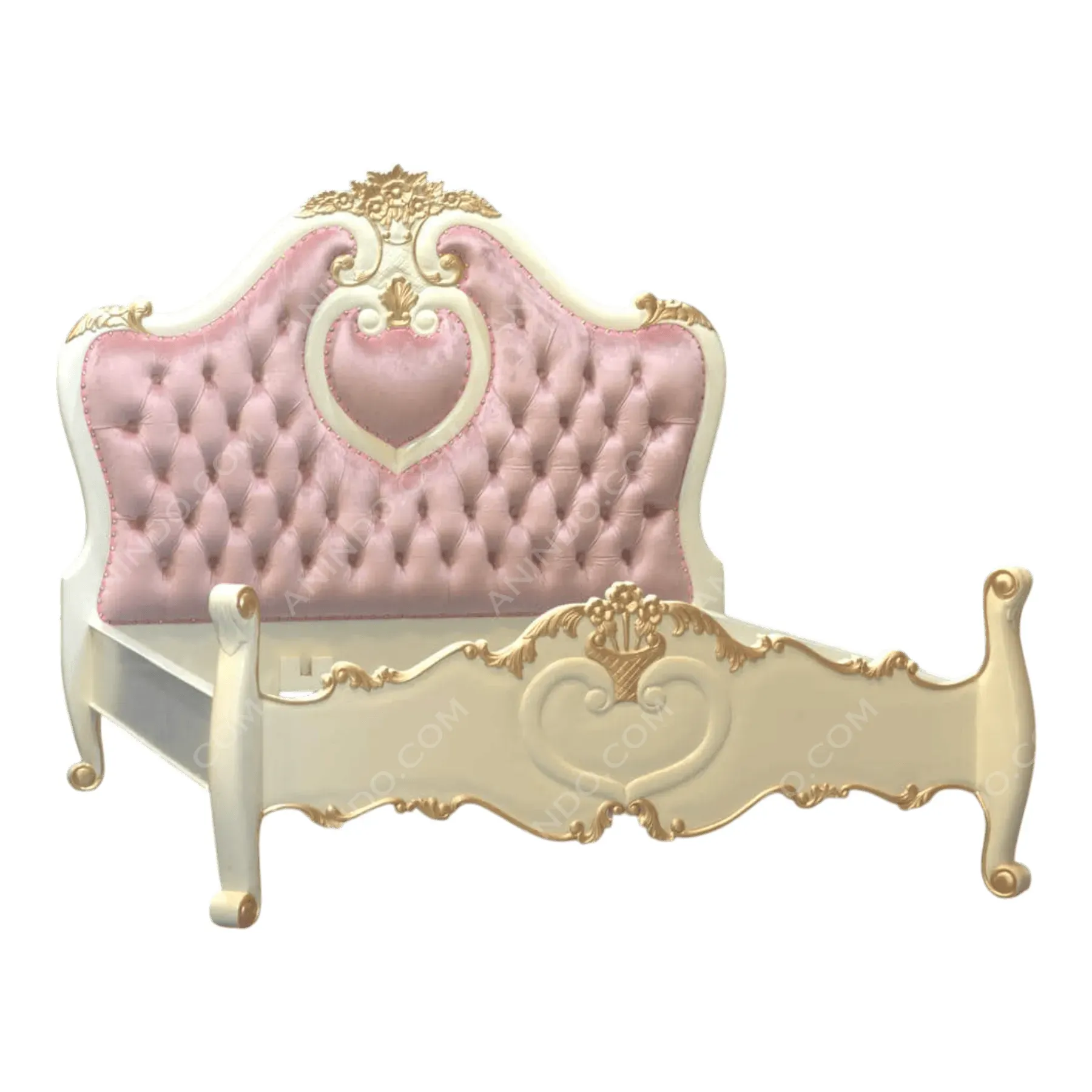 Elegant pink and gold tufted princess bed frame