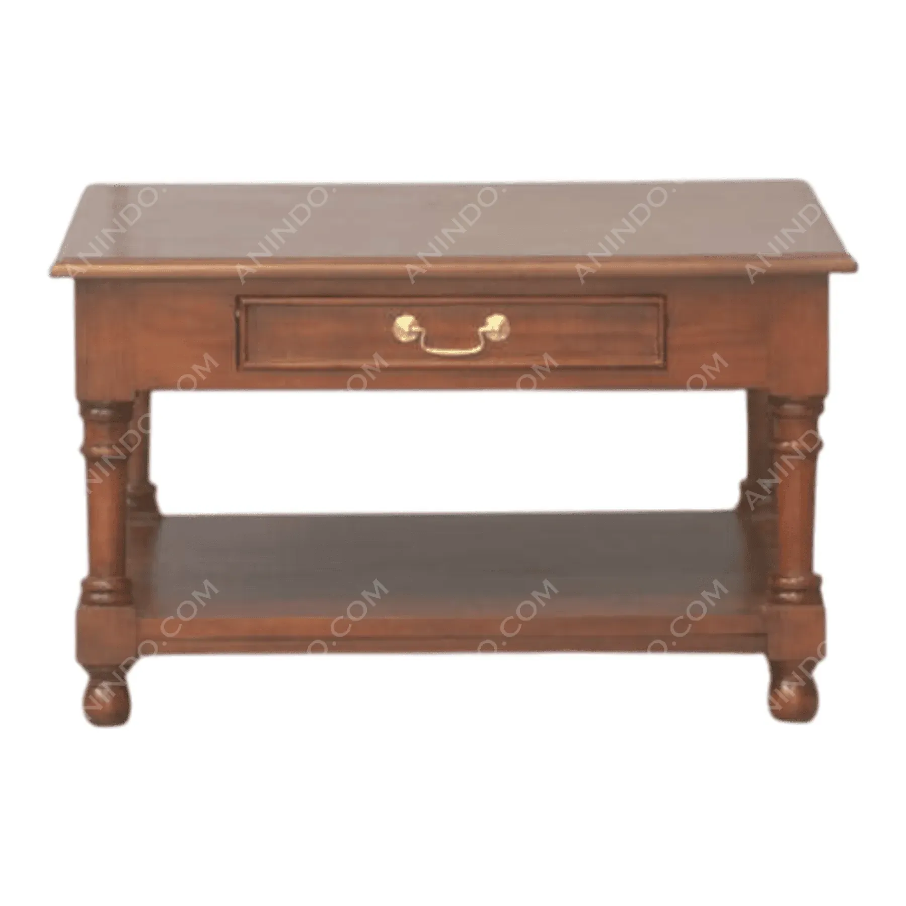 Wooden coffee table with drawer and shelf