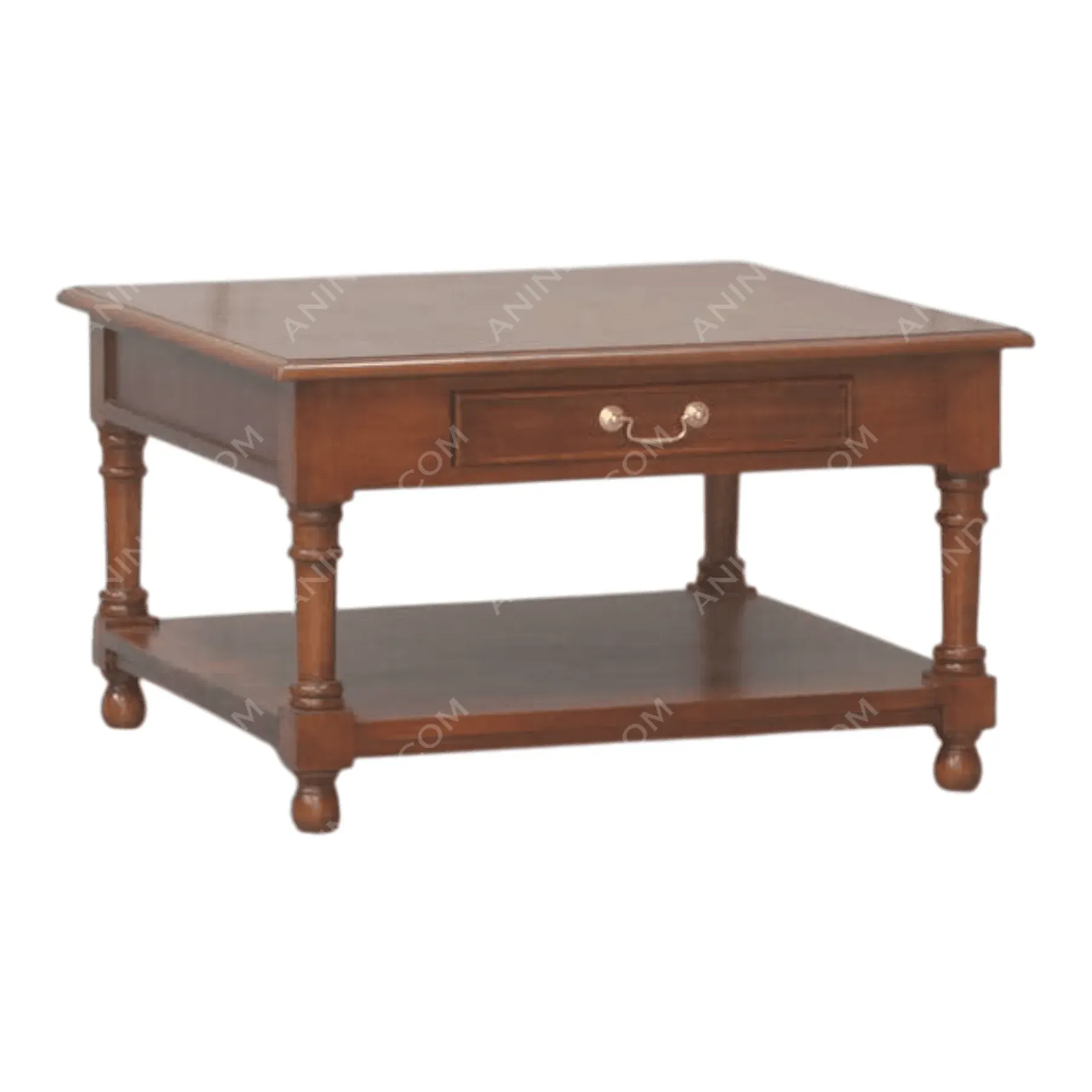 Wooden coffee table with drawer and shelf