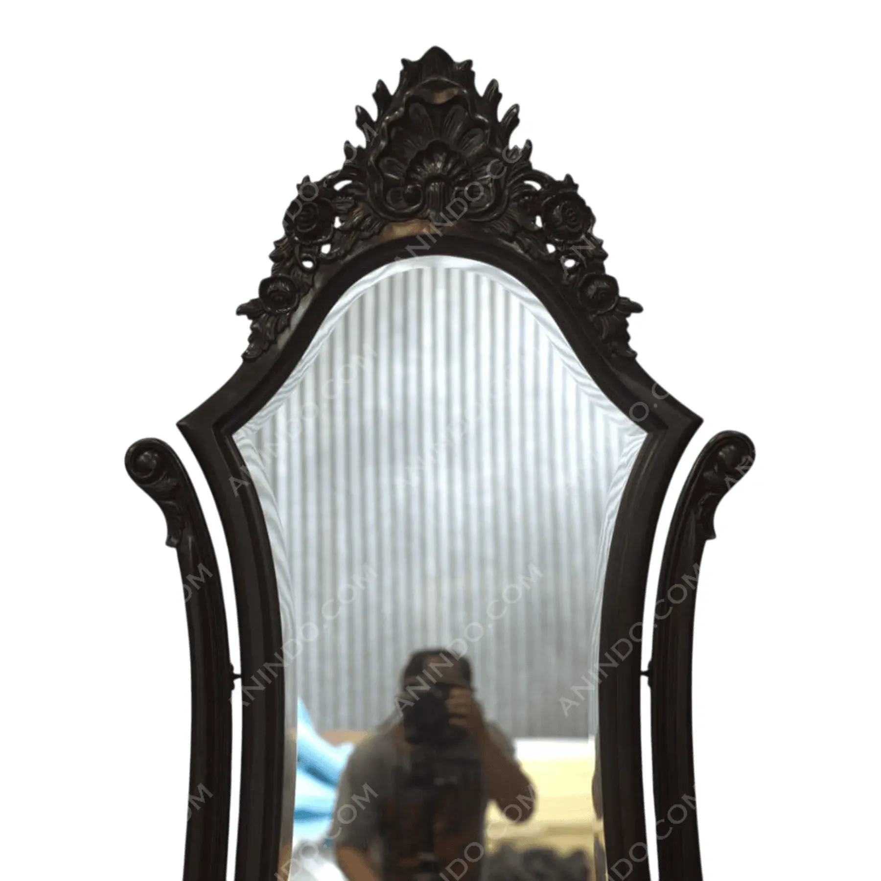 Ornate vintage wooden framed mirror with floral carvings