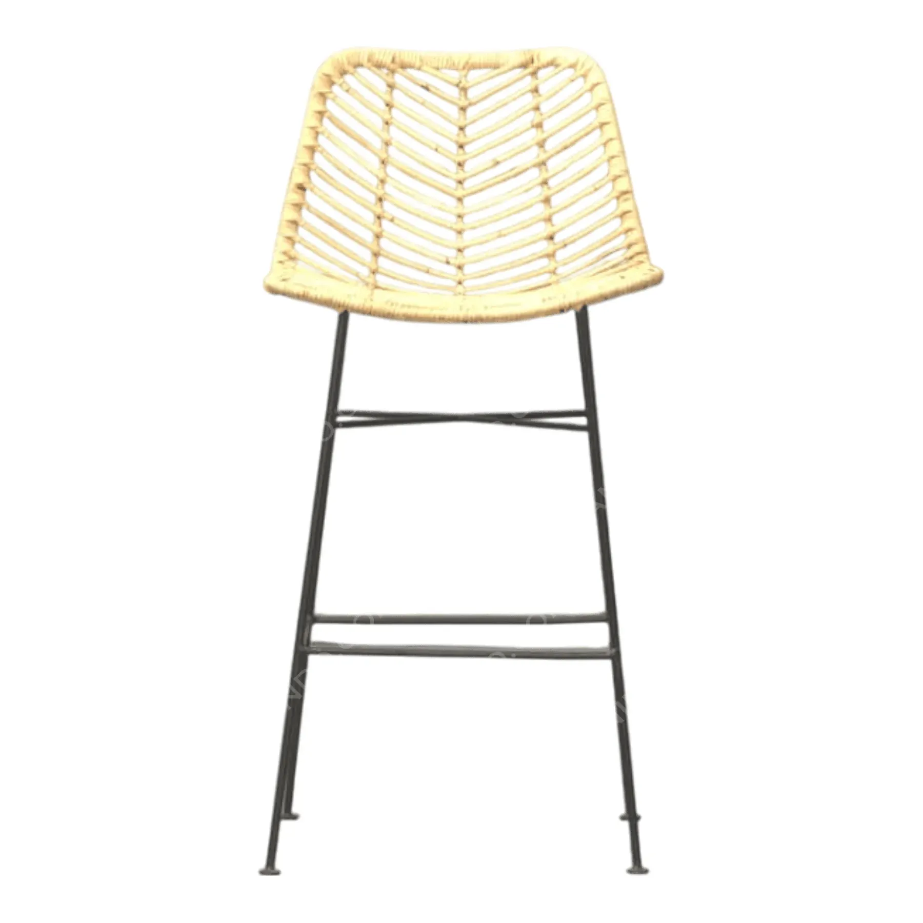 Modern rattan bar stool with metal legs