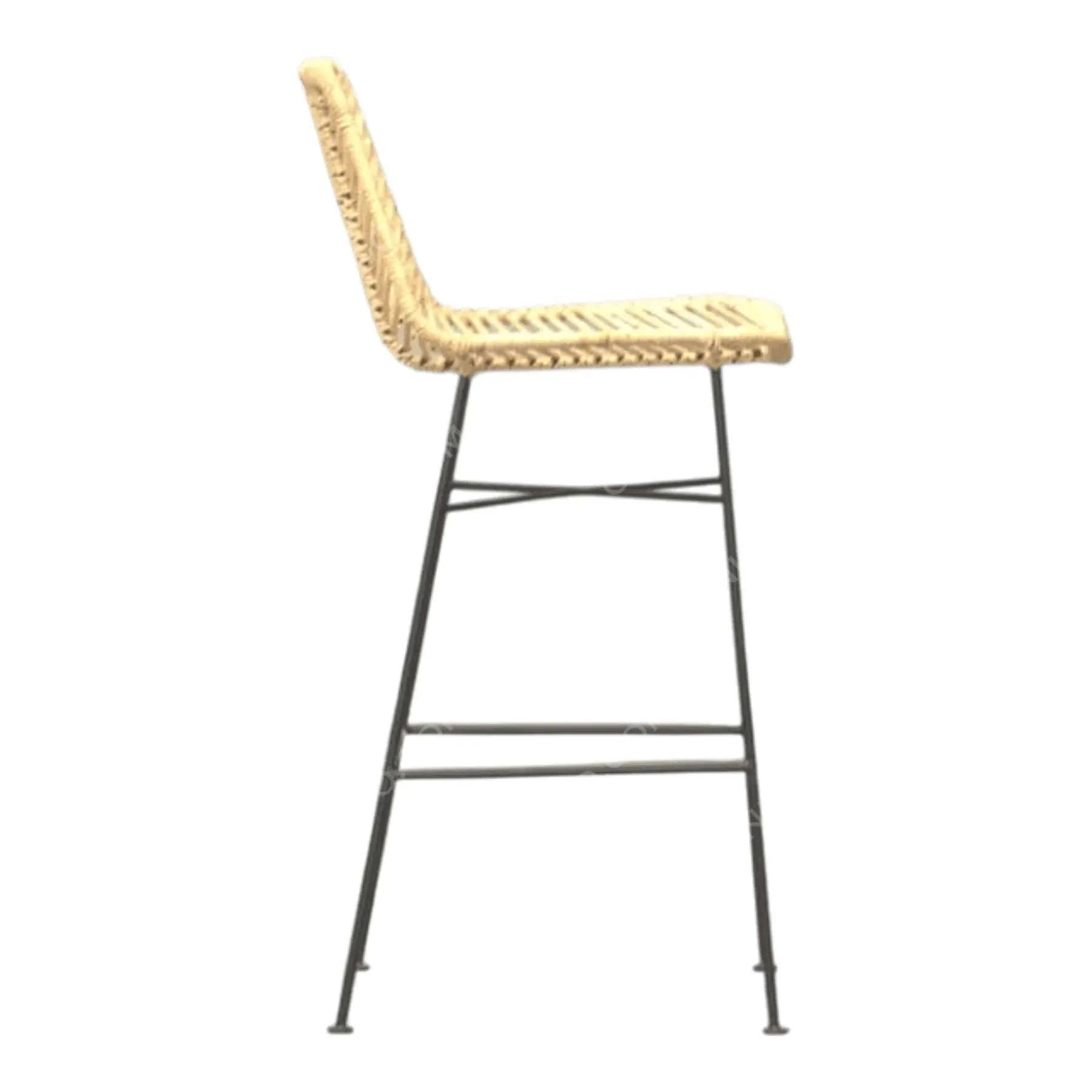 Modern woven bar stool with metal legs